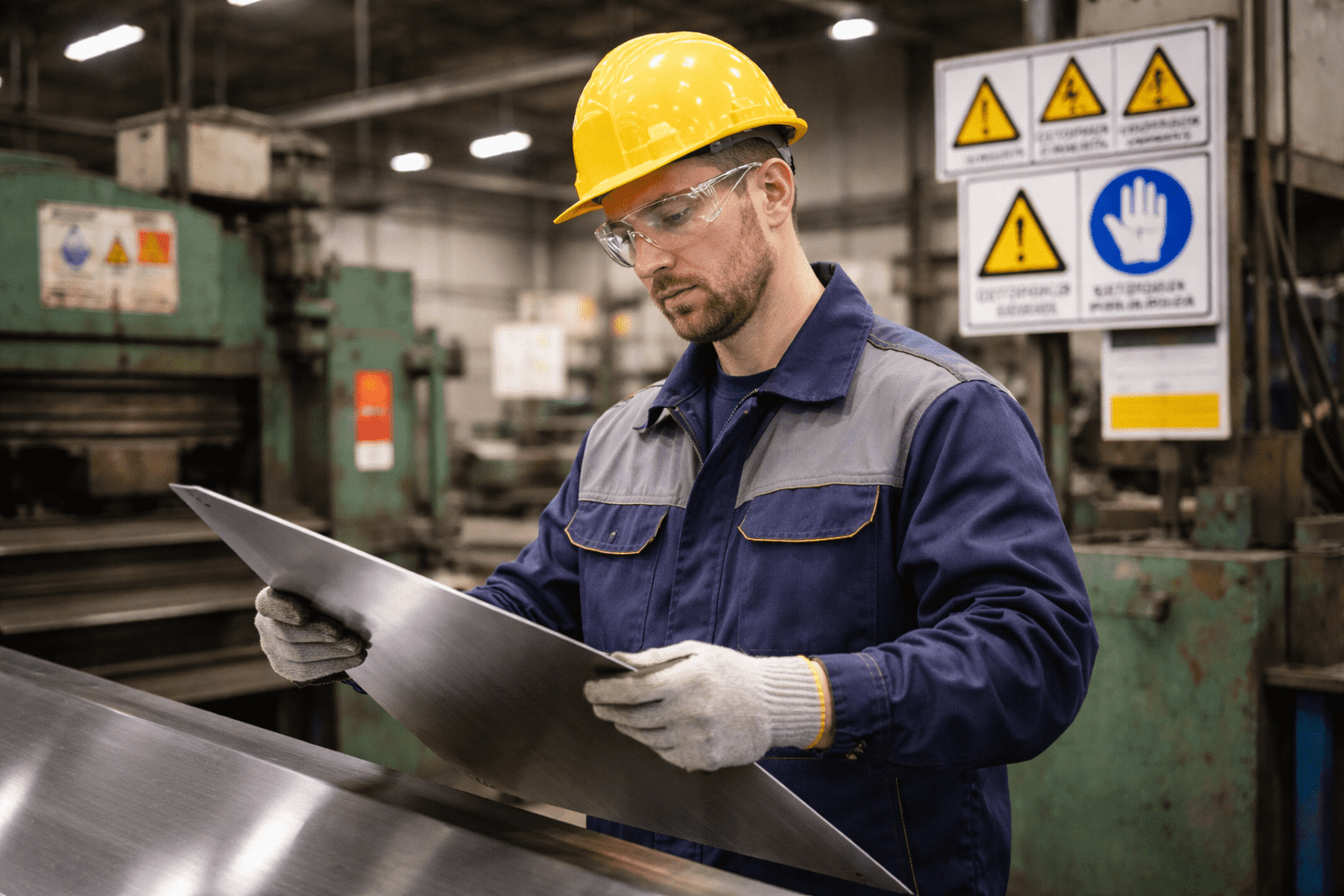 Home 34 Industrial worker wearing cut resistant gloves compressed